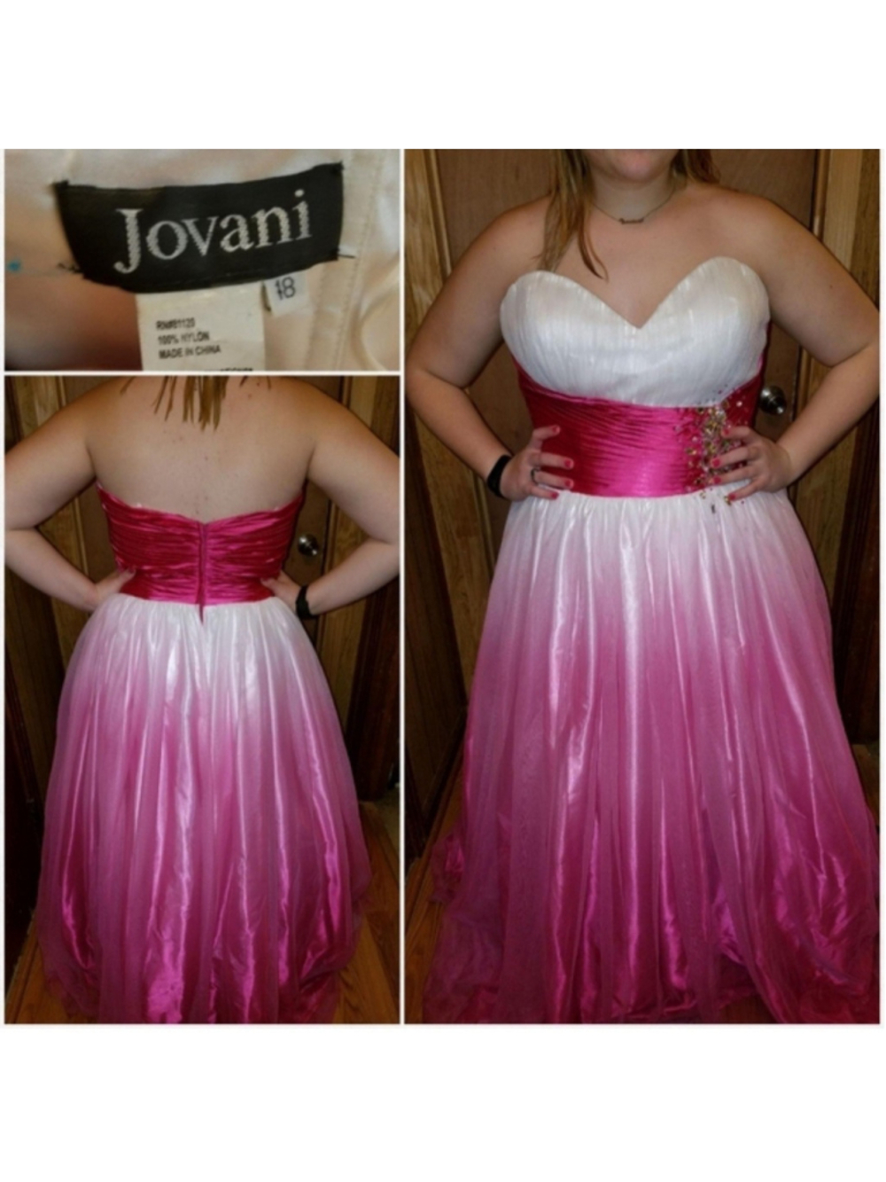 Jovani DISCONTINUED Pink Ombre Ballgown With Zippered Back Size 18 Style# 17989